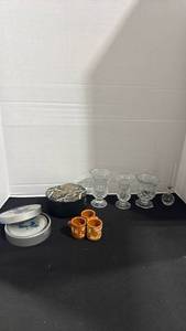 lot 1072 image: handmade terracotta clay tequila shot glasses, bud vases and coasters