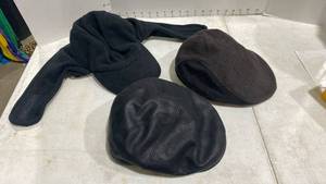lot 1207 image: Newsboy caps sz sm and lg  with winter hat with flaps