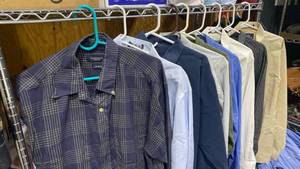 lot 1216 image: Mens long sleeve dress shirts, 9, sz 16 and L
