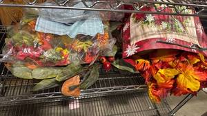 lot 1315 image: Faux fall florals and wreaths