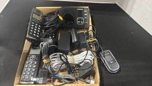 lot 1353 image: Panasonic Mobile Phone System Lot with Handsets Chargers and Cables and LG flip phone