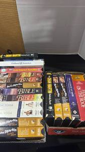 lot 1370 image: Lot of VHS Tapes DVDs Dean Martin Bible Yoga Aerobics Entertainment 16 Items