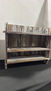 lot 1417 image: 3 tier wooden wall shelf 18x22x7