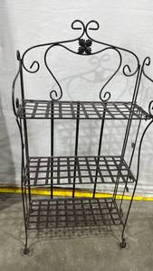 lot 1421 image: Foldable Metal 3-Tier Shelf Storage Unit with Scrolled Frame Design 43x19x9