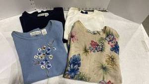 lot 1620 image: Ladies short sleeve sweaters sz Petite L and Lg