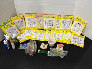 lot 1108 image: Hot iron transfers, paint, stamps and more