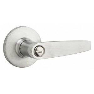 lot 61464 image: Kwikset SL3000WI Winston Privacy Door Lever Set with Round Rose from the SafeLock Series