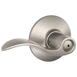 lot 61476 image: Schlage F40ACC619 Accent Privacy Lever  Satin Nickel