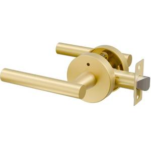 lot 61477 image: Euvovito 1 Pack Brushed Gold Door Handle Interior, Heavy Duty Privacy Door Lever Handle, Streamlined Interior Door Handles Gold, Brass Interiors Doors Handles Lever for Bathroom, Bedroom