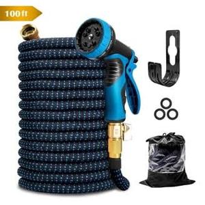 Reclite Garden Hose 50 FT UpgradedWater HoseWith 10-Way Nozzle and Durable 3-Layers Latex Extra Strength 3750D Regular HoseWith 34in Solid Brass Fittings and High PressureWater Spray Nozzle Orange