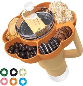 lot 61459 image: Snack Tray for Stanley Cup Accessories, Snack Bowl Snack Holder Snack Ring Compatible Stanley Quencher 40 oz Tumbler Cup with Handle, Extra Include Boot, Straw Cover, Leak Stopper, Reusable Silicone