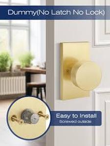 lot 63463 image: Brushed Gold Dummy Door Knob, Non-Functional Interior Door Knob