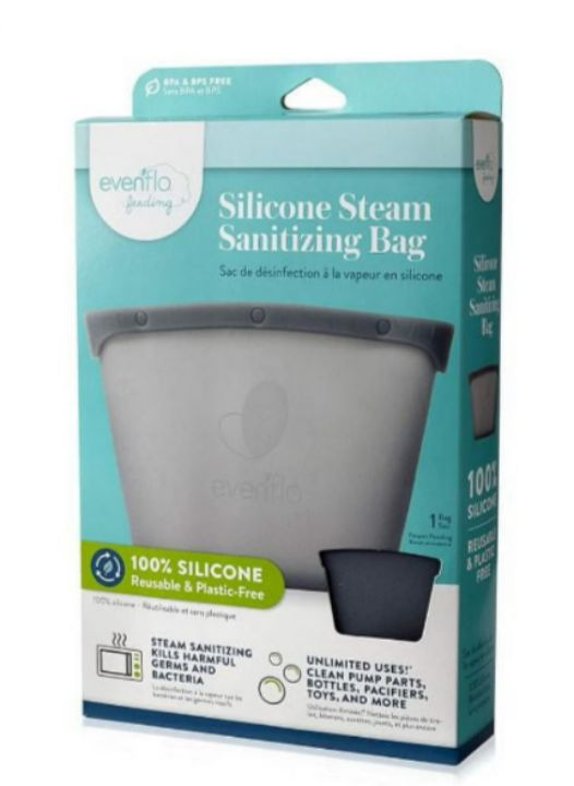 lot 4648 image: Evenflo feeding Silicone Steam Sanitizing Bag, Grey