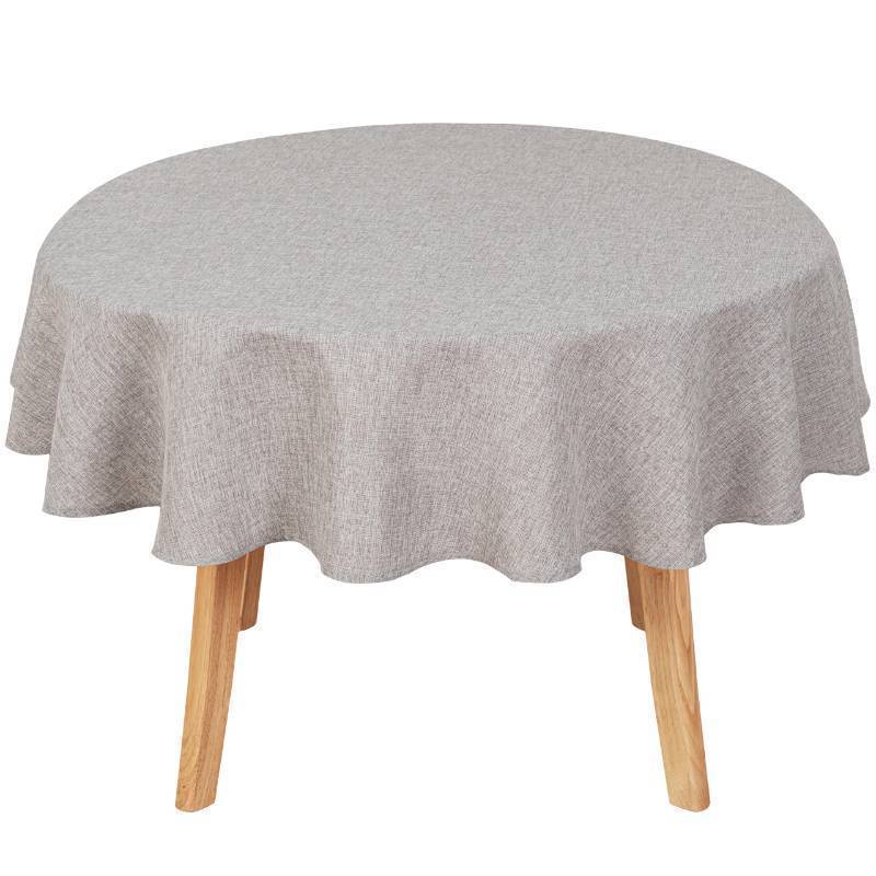 lot 6020 image: Hiasan Round Linen Tablecloth 90 Inch - Wrinkle and Stain Resistant Washable Polyester Fabric Table Cloth for Dining Room Kitchen Party, Stone
