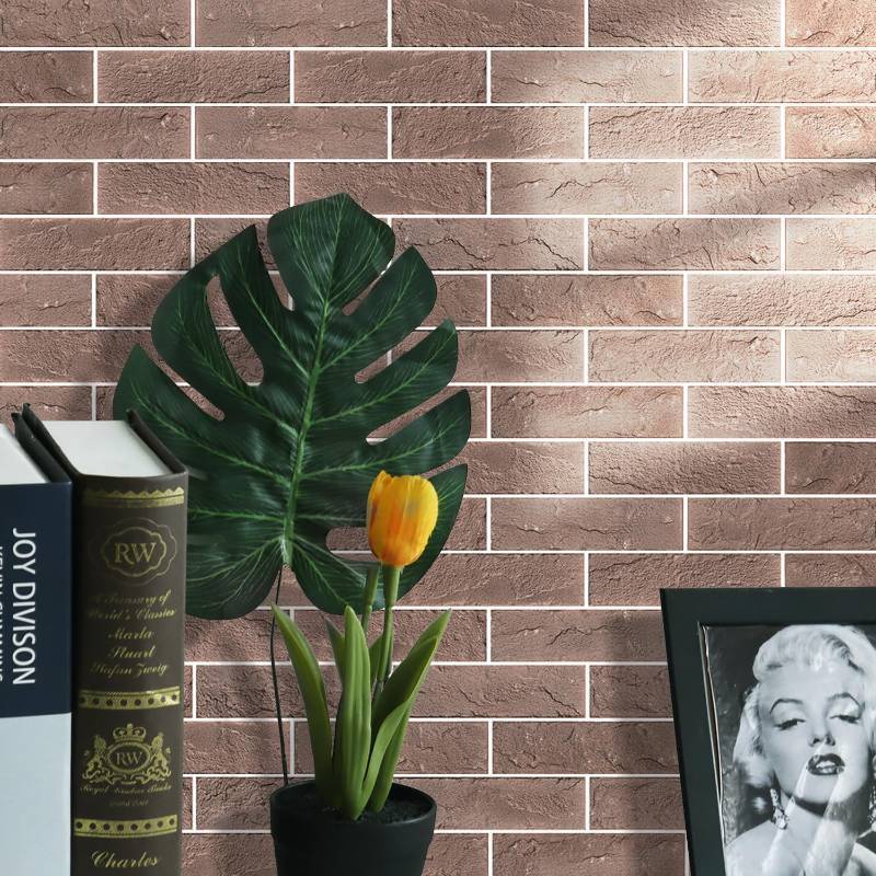 lot 6126 image: TORURAL 60 RedBrown Thin Brick Wall Tiles, Clay Manufactured Faux Brick Veneers for Bedroom, Bathroom, Kitchen, Fireplace and Fence Wall Panels (8.5 sq.ft) - Retail $40