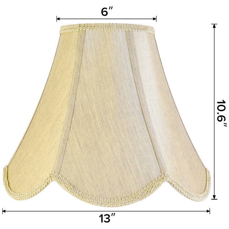 lot 6185 image: GO&SO Gold Lamp Shade Medium Bell Lamp Shades -Edge Petal Braid Design Scalloped Lamps Shade -6Top x 13Bottom x 10.6Vertical Height (Spider) Replacement Lampshades for Table Lamps -Easy Assembly