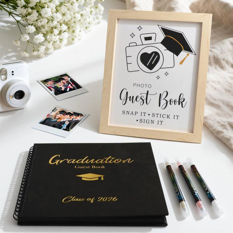 lot 6189 image: 2026 Graduation Decorations - 30 Pages Graduation Guest Book with Photo Sign and 3 Markers