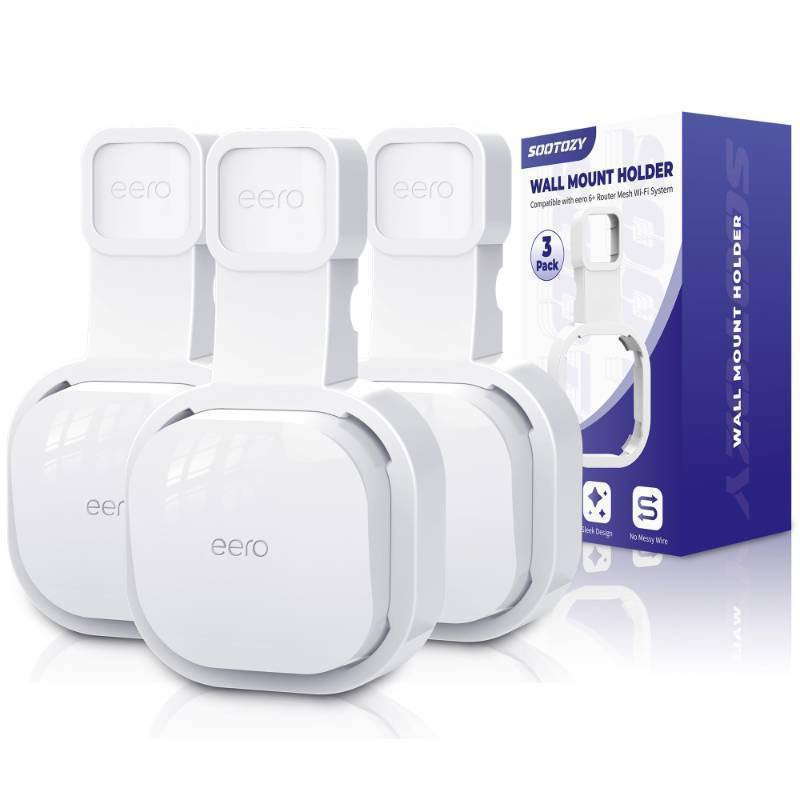 lot 6191 image: Wall Mount Holder for eeero 6 and for eero 6 Router Mesh Wi-Fi System, No Messy Wires, Space-Saving Outlet Wall Mount Holder for eero 6 Plus Extender, Stand Bracket for eero 6 (White-3pcs)