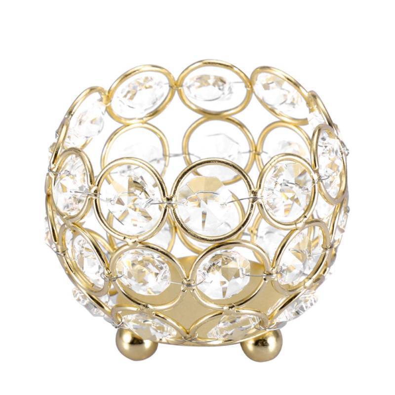 lot 6207 image: Tomotato Crystal Tea Light Candle Holders, Elegant Diamond Cut Crystal and Metal Votive Candle Holder with Reflective Base, 8cm Round Bowl for Weddings, Parties, Home Decor