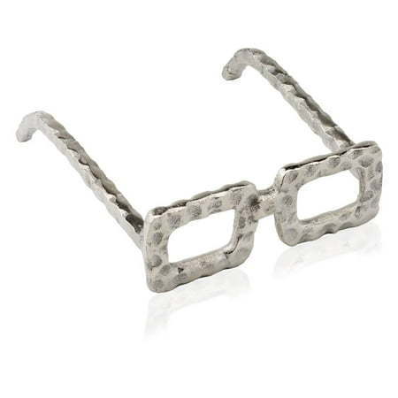 lot 6286 image: Modern Day Accents Silver  Sunglasses Sculpture  Trendy  Aluminum  Figurine  Table Top  Home and Office Decor  Spectacles  Square Glasses  Modern  6  x 7  x 2