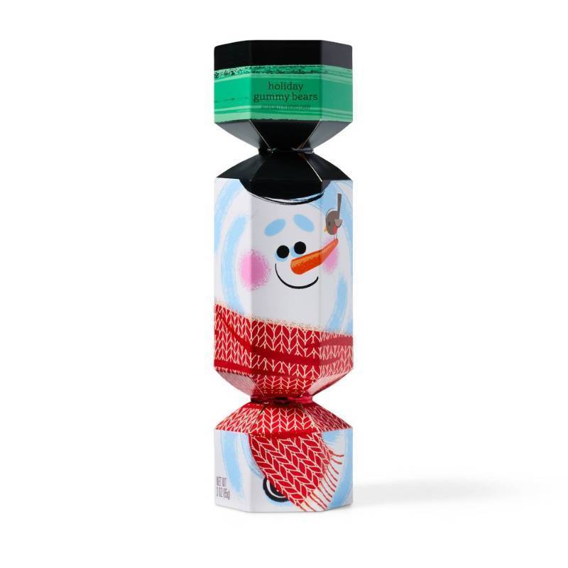 lot 6502 image: Lot of 3 Christmas Cracker Candy Filled with Red, Green, White Gummy Bears - 3oz - Favorite Day (Character May Vary) (Exp. Nov 02 2026)