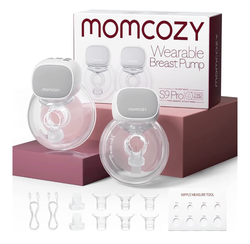 lot 7076 image: Momcozy S9 Pro Wearable Breast Pump Hands-Free, 24mm, 2 Pack, GrayExtended Battery, LED Display, 2 Modes, 9 Levels, Portable, BPA-Free, Nursing, Travel, Quiet, Lightweight, Motherhood Use - Retail $100