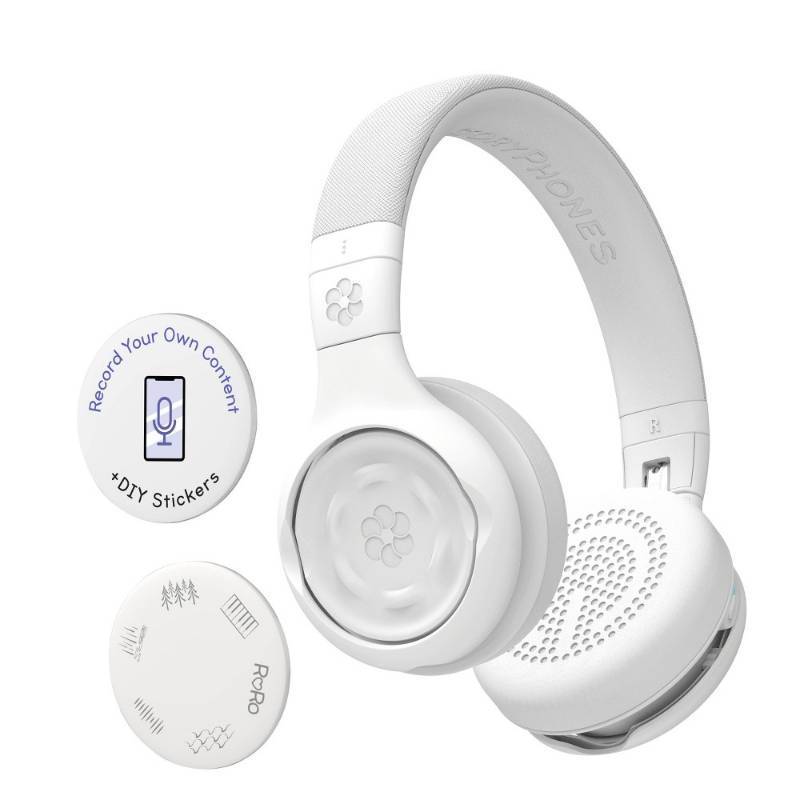 lot 7083 image: StoryPhones Storytelling Bluetooth Wireless Kids Headphones Intro Bundle with ZenDisk and PlayShield - White - Retail $100