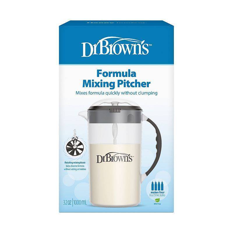 lot 7236 image: Dr. Browns Baby Formula and Breastmilk Mixing Pitcher with Locking Lid & No Drip Spout - 32 fl oz - Black - Retail $22