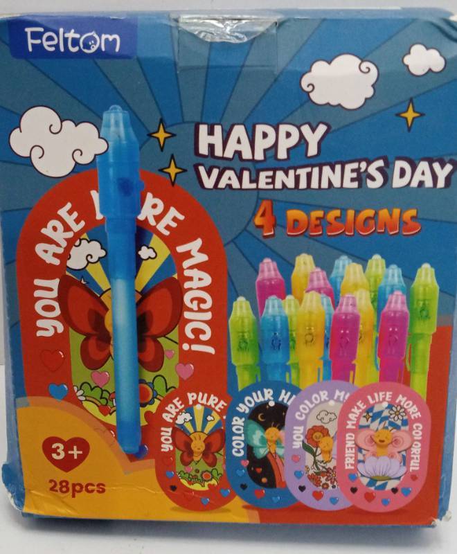 lot 7410 image: Feltom Happy Valentines Day 4 Designs 28pc Marker Set 3