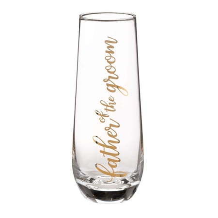 lot 7444 image: Lillian Rose Father of Groom Stemless Champagne Wedding Toasting Glass  8oz  Clear