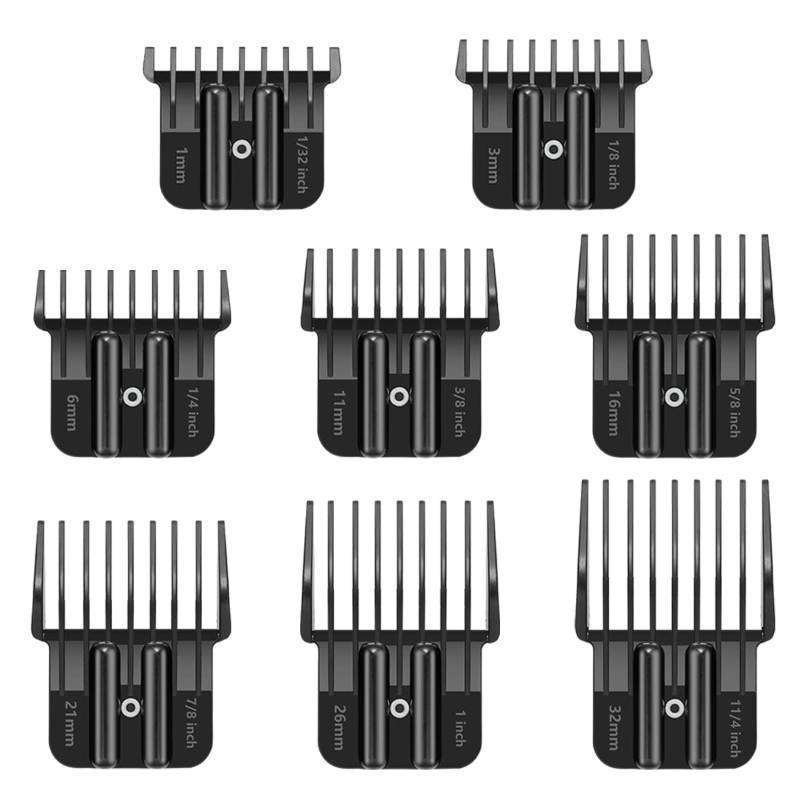 lot 7871 image: 8 Pack Premium Trimmer Guards Fit for BaBylissPRO Barberology FX787 & FX726 Trimmer, Replacement Guards with Metal Spring Clip - From 132-54 inch Snap on Blade Attachment Combs Set - Retail $24