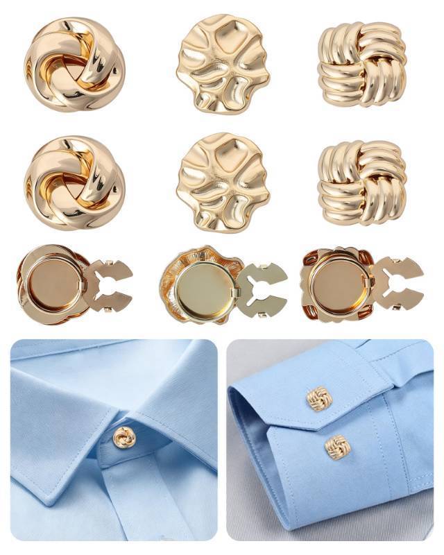 lot 7585 image: NoctisNest Button Covers for Women Blouses - 3 Pcs No Sew Simple Button Cover for Crafts Sewing DIY, Detachable Decorative Gold Cuffs Buttons Accessories for Shirt Skirt Dress
