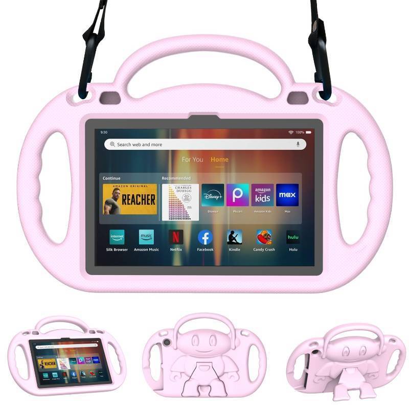 lot 7524 image: Sanyetral Shockproof Kids Tablet Case with Handle, Bracket and Shoulder Strap, Incompatible with Nokia Remarkable TCL -Light Pink