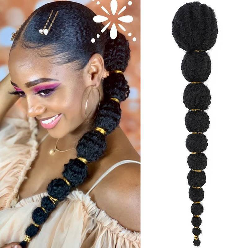 lot 7561 image: Matriarchs Bubble Ponytail Extension For Black Women Afro Braided Ponytail