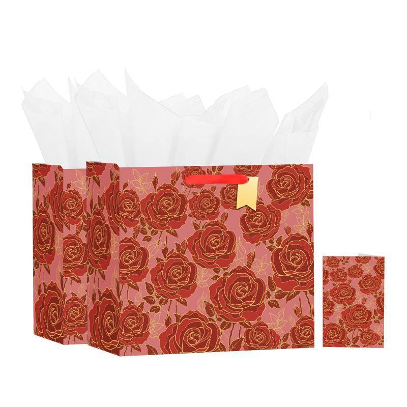 lot 7272 image: Bloomwords Birthday Gift Set with Card & Tissue(1 Pack Red, 13)