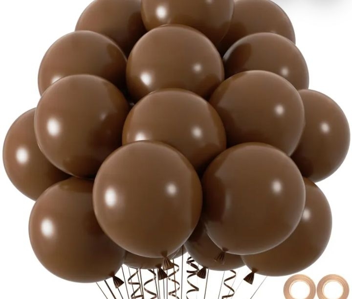 lot 7583 image: Dark Brown Latex Balloons 12 Inch  with Ribbon