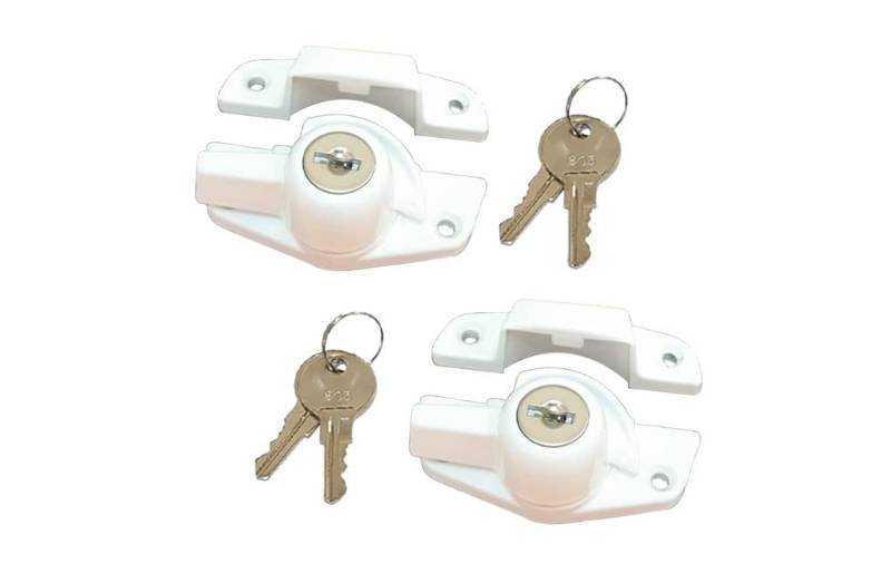 lot 7564 image: QCAA Heavy Duty Keyed Sash Lock, Child-Proof Security, Only Unlock with Key, CTC 2, White, 2 Pack