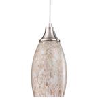 Mini Milk Glass Pendant Light, Handcrafted Beige Glass Pendant Hanging Light fixtures Small Pendant Light with Brushed Nickel Adjustable Cord for Kitchen Island, Bed Room, Hallway, Dining Room, Stairs