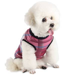 lot 8393 image: Due Felice Dog Surgery Suit - Female & Male SpayNeuter Recovery Onesie - Pink Plaid, Medium