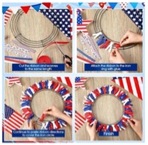 lot 8409 image: Zeyune DIY Independence Day Wreath Kit, 4 Pack 12 Inch Metal Frames