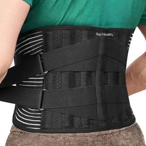 lot 8418 image: Top Health Back Support Belt for Ultimate Relief Adjustable Lumbar Brace with Anti-Skid Design, 6 Stays, and 16-Hole Air Mesh for Sciatica, Herniated Disc, and Heavy Lifting (Medium)