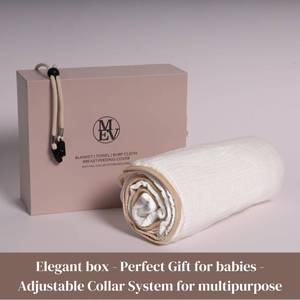 lot 8421 image: Muslin Baby Blanket, Burping Cloth for Babies, Breastfeeding & Nursery Cover, 100% Soft Cotton, Baby Gift for Boys & Girls, Size 40 x 27.5, Collar System Included, Color White