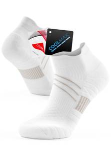 lot 8431 image: TRENDOUX Ankle Running Socks for Mens Women, Compression 15-20 mmHg Moisture Wicking Cushioned Athletic Socks for Tennis Cycling Golf Hiking White L 1 Pair