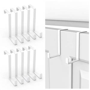 lot 8457 image: Booda Brand Over The Door Hooks 10 Pack, Z-Shaped Door Hanger Hook Fits The 1 38 and 1 34 Door Widths, Reversible Metal Door Hooks for Hanging Clothes, Coats, Towels, Shoe Organizers (White)