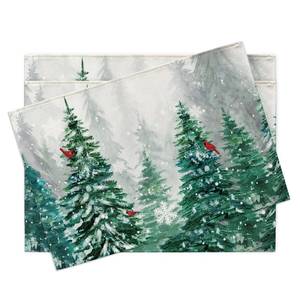 lot 8461 image: Croar Winter Knitted Style Table Runner, Dark Blue Abstract Snowman Deer Snowflake Kitchen Dining Table Decoration, Christmas Seasonal Burlap Indoor Outdoor Home Decor Party Supply 13 x 72 Inches