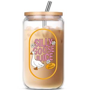 lot 8463 image: K Coffee Iced Cute Glass Cups with Lids and Straws - Personalized Monogrammed Gifts for Sister, Mom, Friend, Wife - Birthday, Christmas, Mothers Day, Thank You Gift Ideas