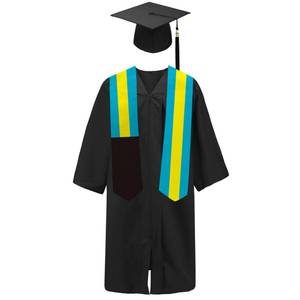 lot 8466 image: SNUWITH Bahamas Flag Graduation SashStoleScarf 180X13CM Double Sided for Study Aboard International Students Graduation Decoration Item Gift