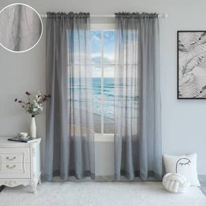 lot 8481 image: Snugray Crushed Grey Semi Sheer Curtains 84 Inches Long No Ironing Needed Crinkle Textured Window Drapes for BedroomLiving RoomKitchen, 2 Panel Set