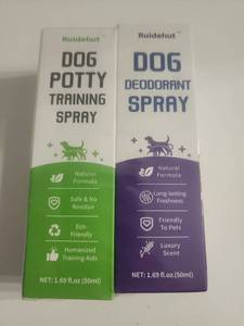 lot 8565 image: Ruldehut Dog Potty Training Spray and Dog Deodorant Spray Set 1.69 fl oz Each