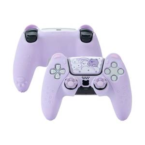 lot 8574 image: GeekShare Cute Bear PS5 Controller Skin Set,Soft Anti-Slip Silicone Protective Cover Skin Case for PS5 Wireless Controller with 2 Thumb Grip Caps and 1 Sticker - Purple - Retail $19